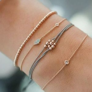 Rose Gold Boho 4 Bracelet Layering Set Spiritual Minimalist